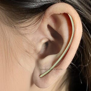 50 mm Dainty Long Ear Climbers Ear Crawler Bar Ear Climber Silver Sweep Ear Pins Yellow Gold Hammered Ear Climber Earrings Gold Cuff LL334