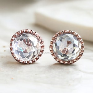 Vintage Style 4.00 TW Round Rose Cut Moissanite Stud Earrings Milgrain Screw Back Earrings Wedding Earrings Round Earring For Women LL248
