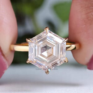 3.20 CT Hexagon Brilliant Cut Moissanite Engagement Ring Prong Setting Ring Wedding Ring Bridal Promise Ring For Women Gift For Her LL364