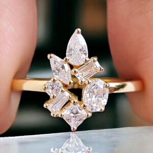 Mix Shape Moissanite Bridal Ring Multi Diamond Ring Engagement Ring ...