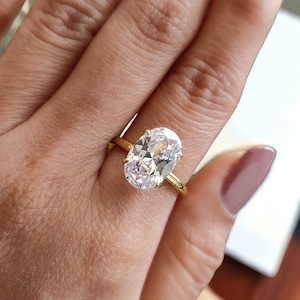 12 X 8 MM Oval Diamond engagement ring Gold ring Silver ring Promise ring Oval Diamond ring Simulant ring Solitaire ring Gift for her LL65