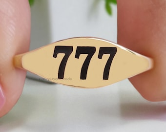 Angel Number 111 777 888 Gold Ring with Free Numerology Reading Report Lo Shu Grid Name Compatibility Custom Lucky Number Silver Ring LL464