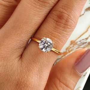 6.50 MM Round engagement ring Gold ring Silver ring Promise ring Round Diamond ring Simulant ring Round Solitaire ring Gift for her LL68