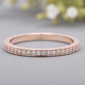 Halb Eternity Minimalist Ring Silber / 10K/14K/18K Gold Band 1.20 MM Diamant Ehering Stapeln zierlich passender Jubiläumsring LL411