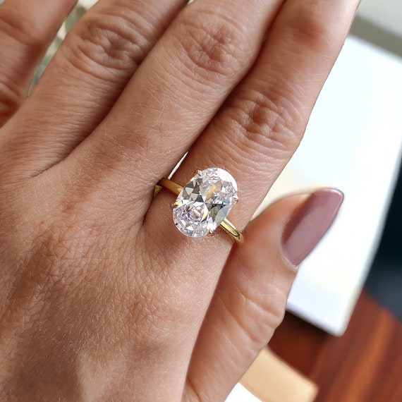 12 X 8 MM Oval Diamond engagement ring Gold ring Silver ring Promise ring Oval Diamond ring Simulant ring Solitaire ring Gift for her LL65 Etsy France