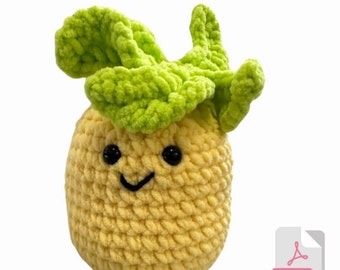 Pudgy Pineapple Crochet Pattern for Amigurumi Plushie Stuffed Animal