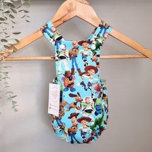 Handmade Toy Story Baby Overall Romper, Toy Story Baby Romper, Buzz Lightyear Romper, Woody, 1st Birthday Romper, Baby Shower, Unisex Romper
