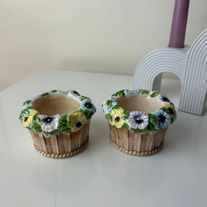 Set of 2 Flower Basket Tea Light Holders