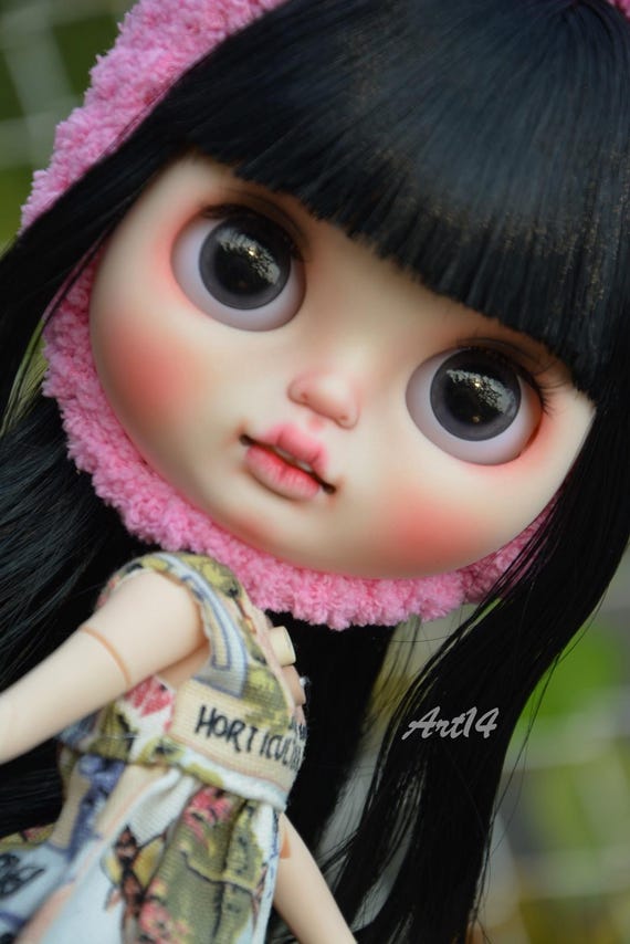 Custom Factory Blythe Doll by Art14 - Black Hair With Fringe
