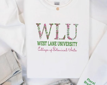 Anpassad collegetröja med broderad blommig bokstav, anpassad collegetröja med rund hals, broderad sororitytröja med grekiska bokstäver, collegehoodie
