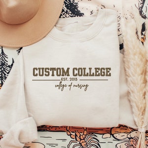 Custom College Embroidered Sweatshirt, Custom College Crewneck, Embroidered Personalizable University/College Sweatshirt, Embroidery College