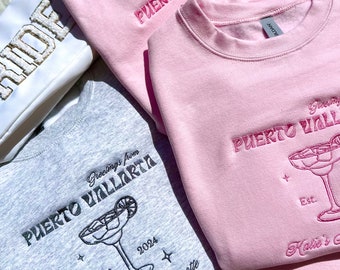 Custom Bachelorette Party Embroidered Sweatshirt, Personalized Sweater, Embroidery Bachelorette Crewneck, Bridal Gifts, Bridesmaid Gift