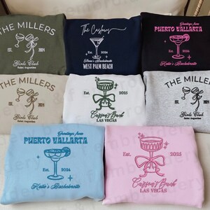 Custom Bachelorette Party Embroidered Sweatshirt, Personalized Sweater, Embroidery Bachelorette Crewneck, Bridal Gifts, Bridesmaid Gift