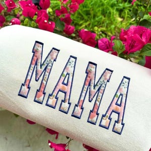 Custom Mama Applique Embroidered Sweatshirt, Personalized Nana Sweatshirt Gift, Custom Mama Hoodie Gift, Personalized Mama Shirt, Mothers Da