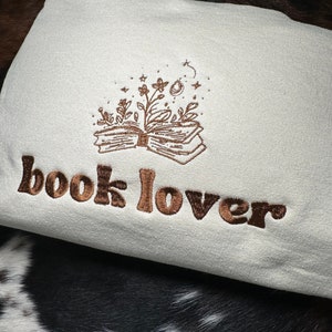 Book Lover Embroidered Sweatshirt, Embroidered Sweatshirt, Trendy Sweatshirt, Reading Sweatshirt, Book Readers Gift, Book Readers