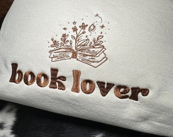 Book Lover Embroidered Sweatshirt, Embroidered Sweatshirt, Trendy Sweatshirt, Reading Sweatshirt, Book Readers Gift, Book Readers