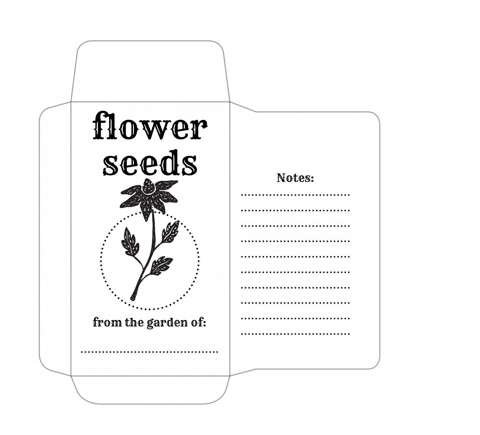Printable Seed Packet Template Envelope Flower 2.875"x4.875" Etsy