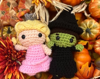 Wicked Witches Crochet Amigurumi Stuffed Doll Animals Glinda Elphaba Handmade New