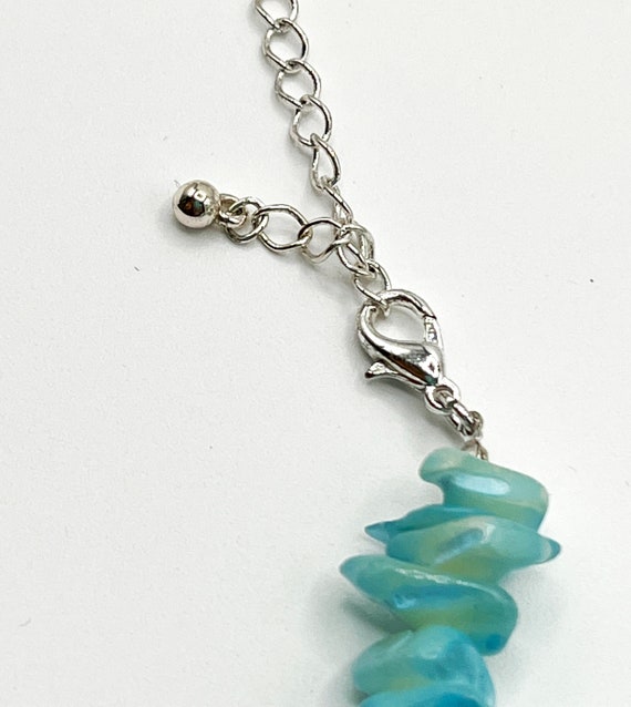 Light Blue Strand of Stones with Pearly White Flo… - image 5