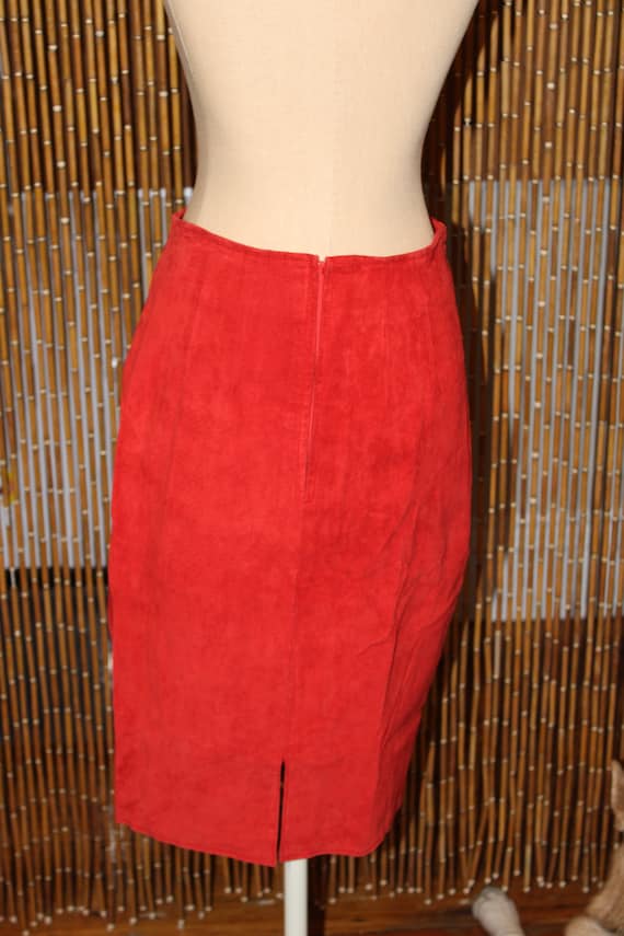 Vintage 90s Red Suede Skirt by Cedars