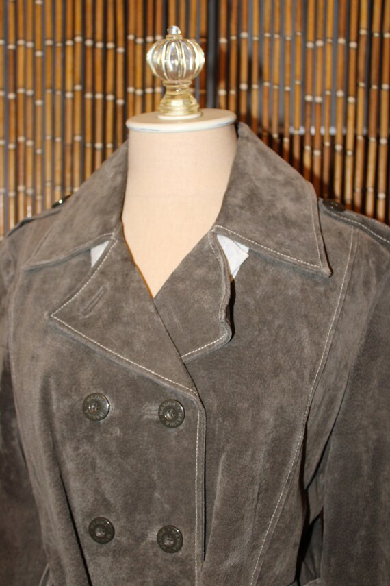 90s/Y2K Wilsons Suede Olive Green Trench w/ Tags - image 2