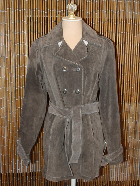 90s/Y2K Wilsons Suede Olive Green Trench w/ Tags - image 1