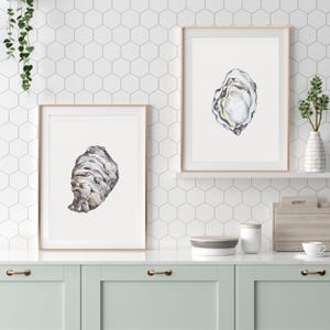 Set of 2 Oyster Prints | Coastal Kitchen Wall Art | Digital Download