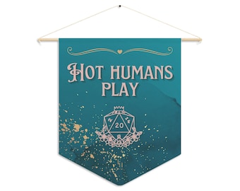 Hot Humans Play DnD Wall Art Pennant - Teal and Gold