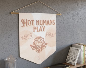Hot Humans Play DnD Wall Art Pennant - Neutral Pink