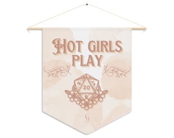 Hot Girls Play DnD Wall Art Pennant- Pink Neutral