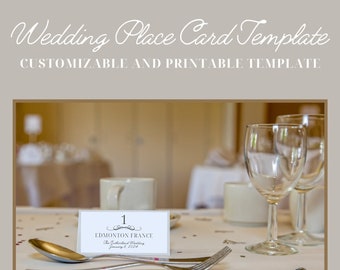 Wedding Place Card Template || Customizable, Printable, Template, Placecard, Wedding, Wedding Reception Place Cards