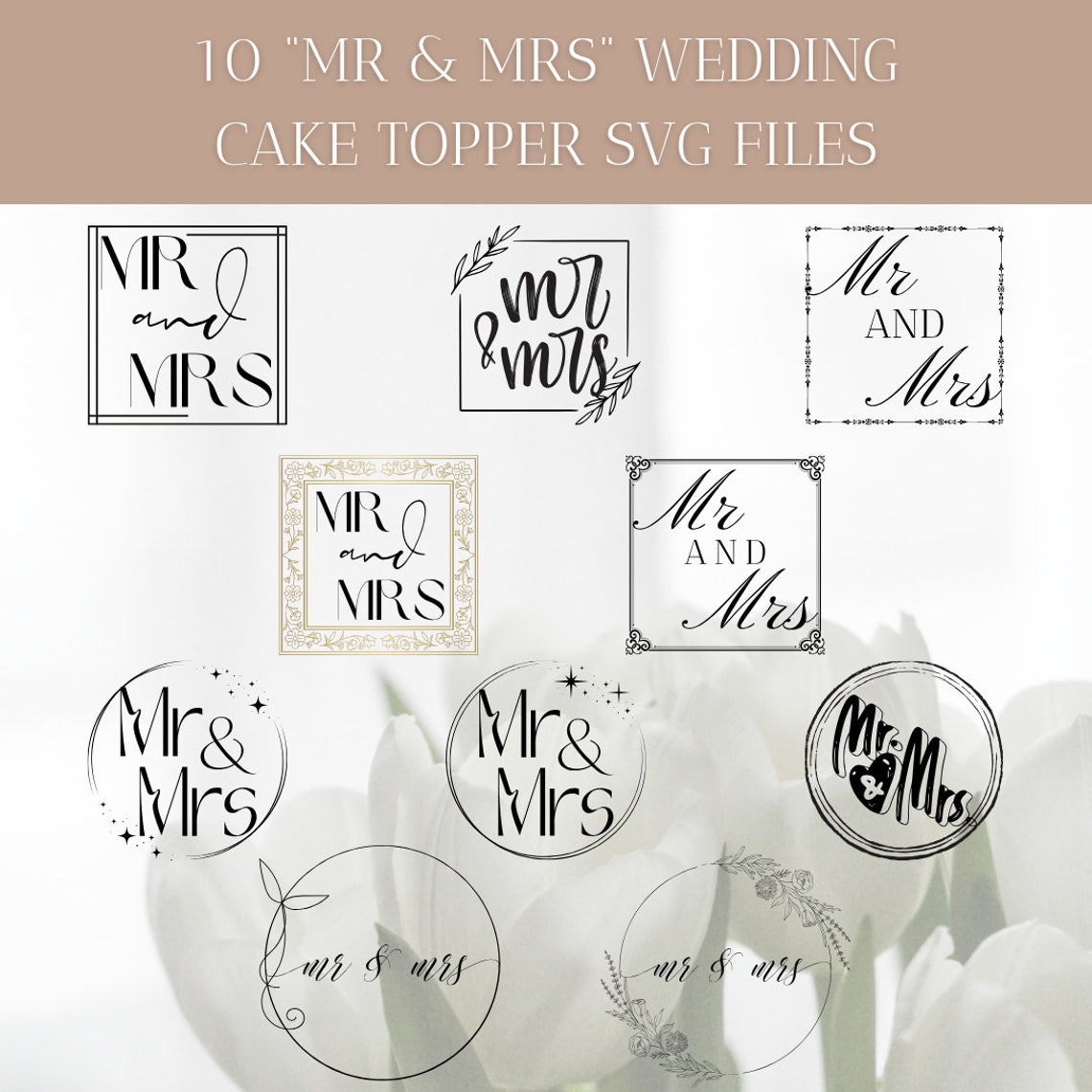 Mr and Mrs SVG Wedding Cake Topper Printable Cake Topper Svg, Simple ...