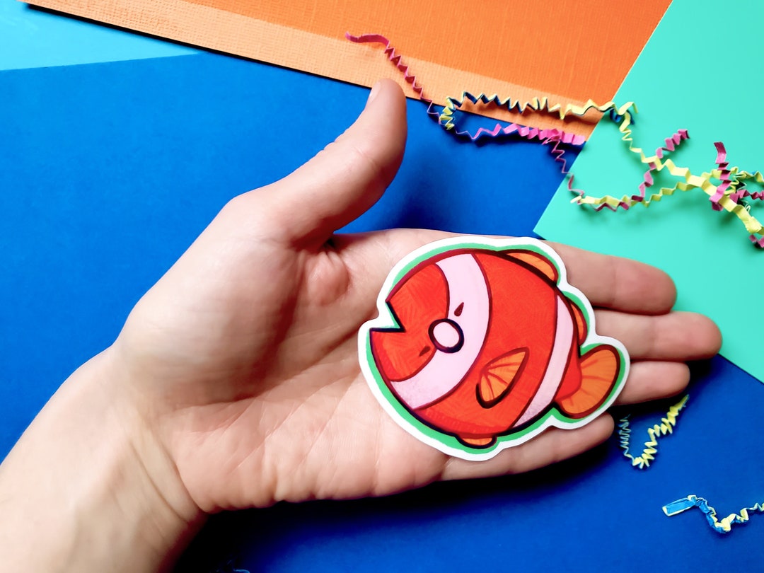 Happy Transparent Clownfish Sticker Kawaii Orange Cute Vinyl 3 Inch Die ...