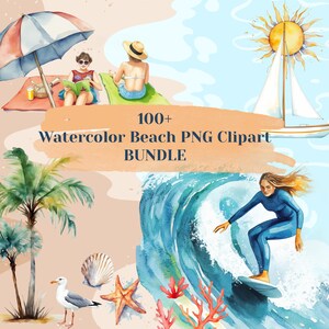 Seaside Clipart Summer 100+ images set, PNG transparent Clipart high quality, digital clipart, watercolor, instant download