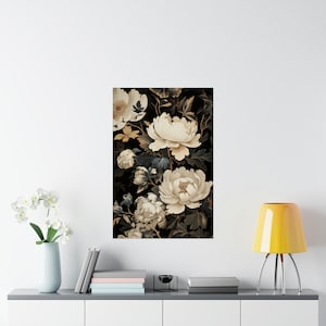 Floral Harmony Wall Art Poster  Botanical Floral Wall Art Poster Minimalist Botanical Flowers Vintage, Boho Living Room Decor Wall Decor
