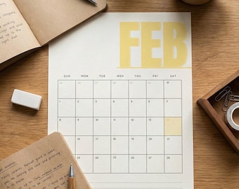 Maandkalender 2026: moderne maandelijkse wanddecoratie portretplanner (pdf A3 A4)