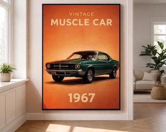 Póster vintage de muscle car de los años 60, impresión retro de automóviles (descarga digital)