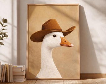Cowboy Goose Art Print, Western Nursery Decor (Digital Download)
