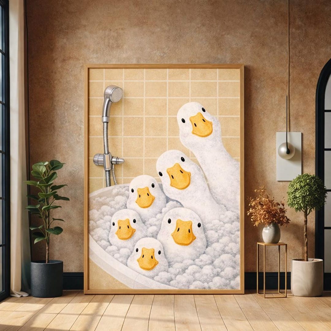 Funny Goose Humour Bath Wall Art – Playful Bathroom Printable Poster ...