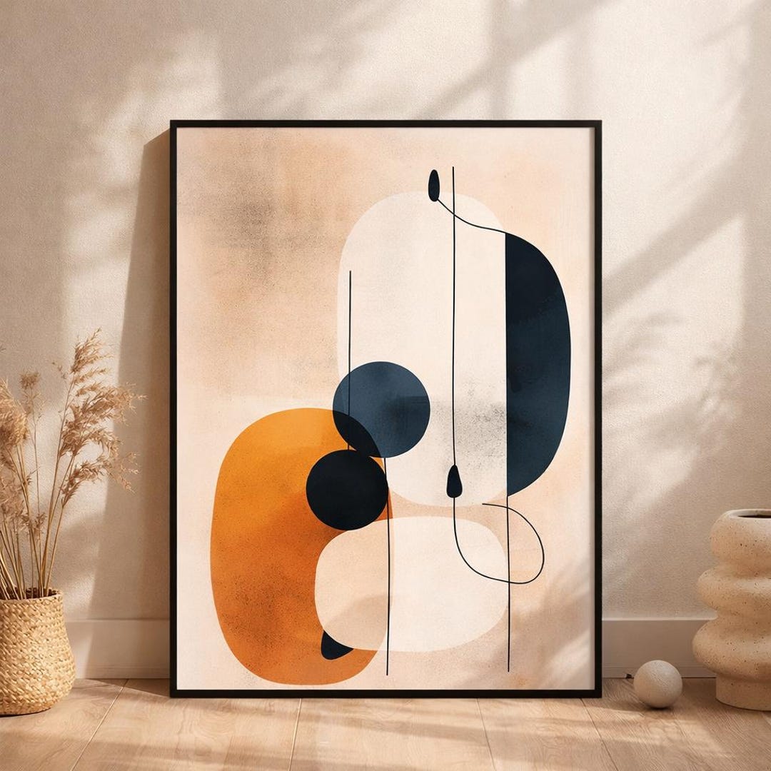 Mid Century Abstract Wall Art, Geometric Boho Print (digital Download ...