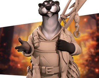 Otterfolk Fisherman from Bite the Bullet's Forest Village set. Total height apx. 45mm