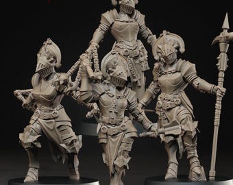 Stigmatic Nuns - Bleeding Procession set. Total heights apx. 39mm - 44mm