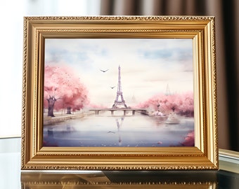 PRINTABLE Art Digital Print Eiffel Tower Paris Poster Wall Print Home Decor Paris Art Springtime Watercolor Paintings Digital Download