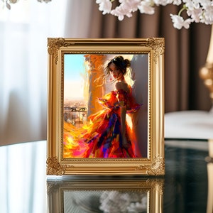 IMPRIMÍVEL Arte de parede Impressão de parede Vestido de flamenco Dançarina de flamenco Arte pintura a óleo Decoração de casa Vestido vermelho Impressões de arte moderna Download digital