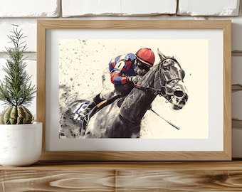 Equestrian Decor: Kentucky Derby Art, Derby Poster, Horse Painting - Equestrian Print for Derby Decor Equestrian Art Digital Download