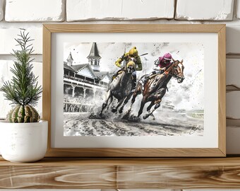 Equestrian Decor: Kentucky Derby Art, Derby Poster, Horse Painting - Equestrian Print for Derby Decor Equestrian Art Digital Download
