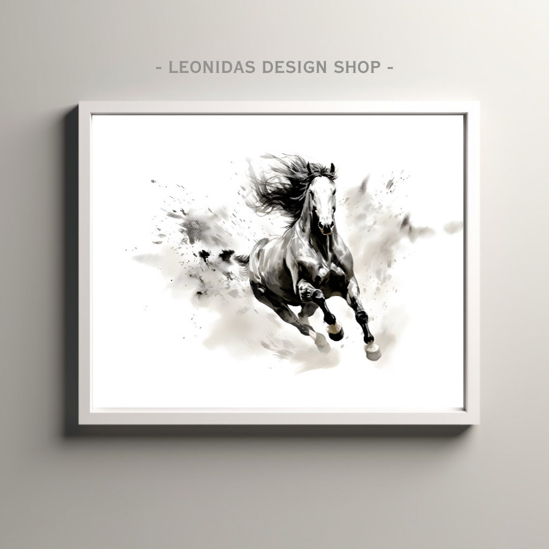 Printable Horse Silhouette Print. Ink Art Style. Wall Art Decor ...