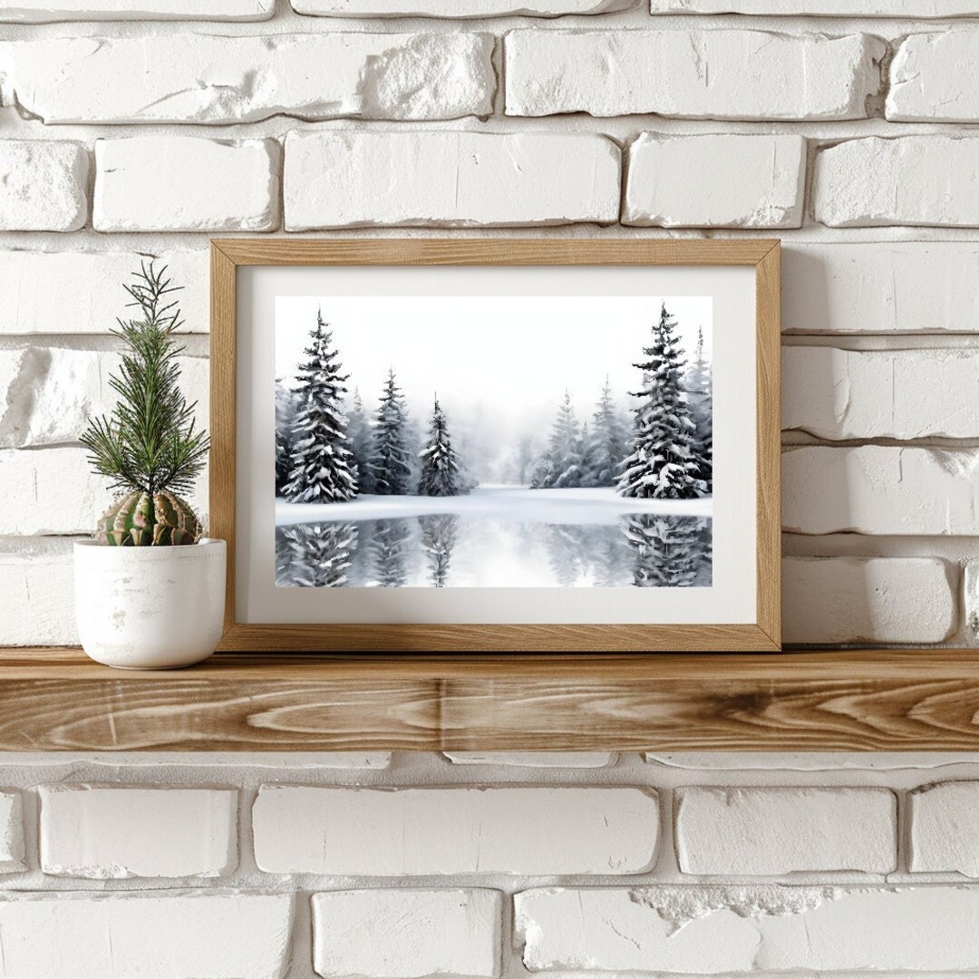 PRINTABLE Art Digital Print Winter Decor Landscape Art Lake Decor ...