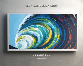 FRAME TV Art Ocean Wall Art Wave Art Surf Art Modern Art Abstract Wall Print Coastal Decor Home Decor DIGITAL Download Samsung Frame Tv