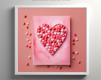 Valentines Day Art Valentines Heart Print Valentines Day Gift For Her Valentines Decor Wall Art Decor Valentines Digital Art Candy Poster